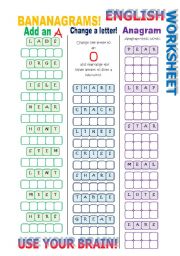 English Worksheet: Bananagrams!