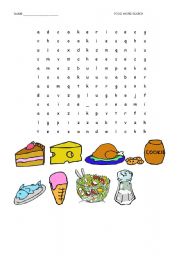 English Worksheet: Food: Word Search