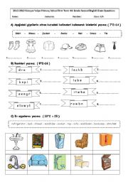 English Worksheet: 2011-2012 4th grade 1st term secon exam :)