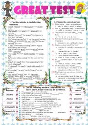 English Worksheet: GREAT TEST**Part 1**WITH KEY**EX.1-6**2 pages