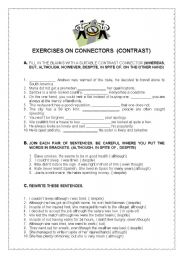 English Worksheet: Connectors of contrast