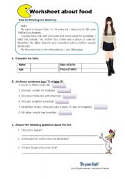 English Worksheet: Food - reading-comprehension