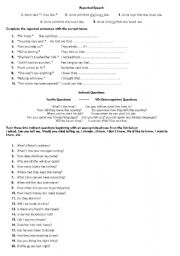 English Worksheet: Reported speech