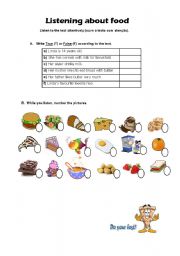 English Worksheet: Listening - food