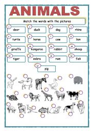 English Worksheet: Animals 