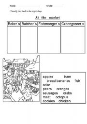 English Worksheet: Market shops