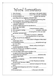 English Worksheet: Word formation