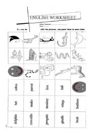 English worksheet: worksheet about animals