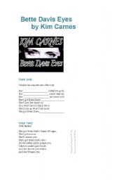 English worksheet: Song: Bette Davis Eyes 