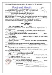 English Worksheet: Foot and Mouth - put the verbs into the past tense - key included