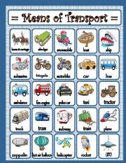 English Worksheet: Means of transport