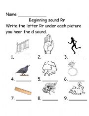 English Worksheet: Beginning sounds Rr