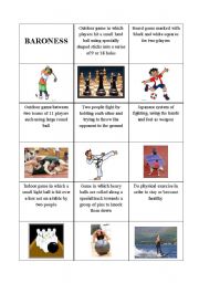 English Worksheet: Card Game: Sport 1/3