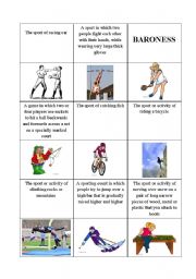 English Worksheet: Card Game: Sport 2/3