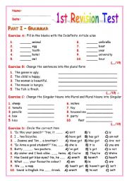 English Worksheet: Grammar and Vocabulary Test