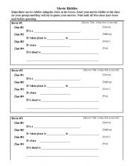 English Worksheet: Movie Riddles