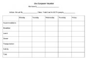 English worksheet: Planning a Vacation Worksheet