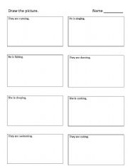 English Worksheet: What are they doing? Draw the actions