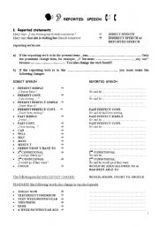 English Worksheet: reported speech (basic info on statements)