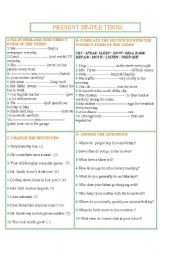 English Worksheet: PRESENT SIMPLE  TENSE 