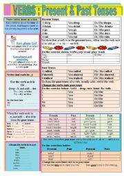 English Worksheet: Verbs: Present and Past Tenses