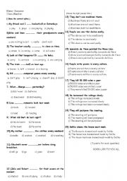 English Worksheet: an exam about tense and passive voice
