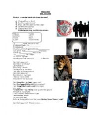 English Worksheet: BON JOVI SONG KARAOKE