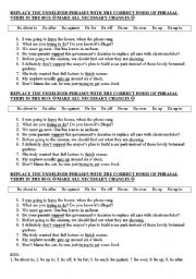 English Worksheet: Phrasal Verbs TO BE