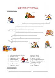 English Worksheet: Months of the Year Crossword
