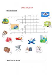 English Worksheet: Our Holiday Crossword