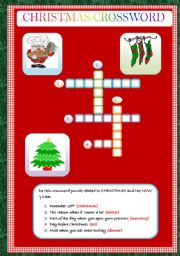 English worksheet: christmas crossword