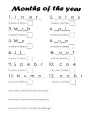 English Worksheet: Months of the year