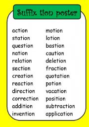 English Worksheet: suffix posters