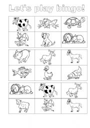 English Worksheet: Animals bingo