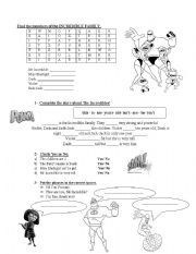 English worksheet: Incrediblee Family