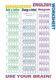 English Worksheet: Bananagrams 2