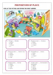 English Worksheet: Prepositions of place