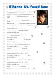 English Worksheet: Rihanna We found love
