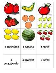 English Worksheet: Fruit Memory Game