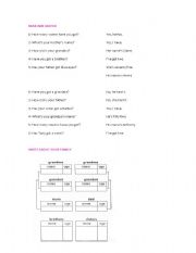 English Worksheet: Family members (match-complete)