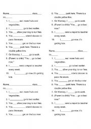 English Worksheet: must or have to