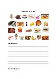 English worksheet: Which Foods Do You Like?