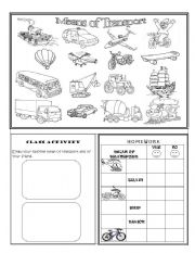 English Worksheet: Means of Transportation