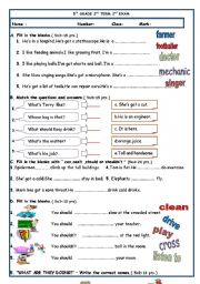 English Worksheet: 5th GRADE 2nd TERM 2nd EXAM