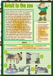 English Worksheet: A VISIT TO THE ZOO