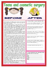 English Worksheet: Teens and cosmetic surgery