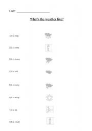 English worksheet: Whats the weather like ? matching exercise