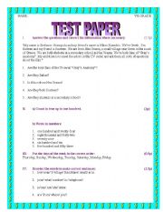 English worksheet: 5th grade test paper