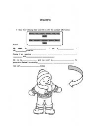 English worksheet: winter time