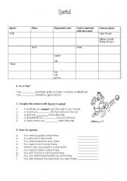 English Worksheet: Sports Vocabulary